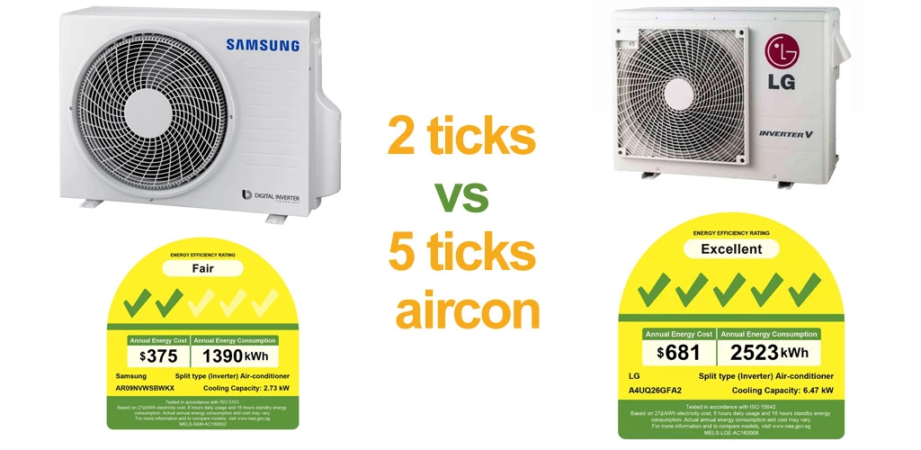 2 ticks vs 5 ticks aircon