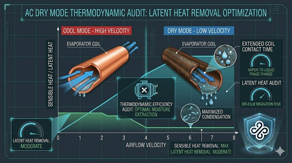 HVAC Psychrometric Audit: AC Dry Mode vs. Dehumidifier Heat Rejection Loop Visualization
