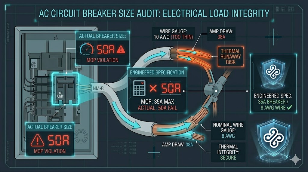 HVAC Electrical Audit: Wire Gauge and Breaker Sizing (MOP) Failure Visualization