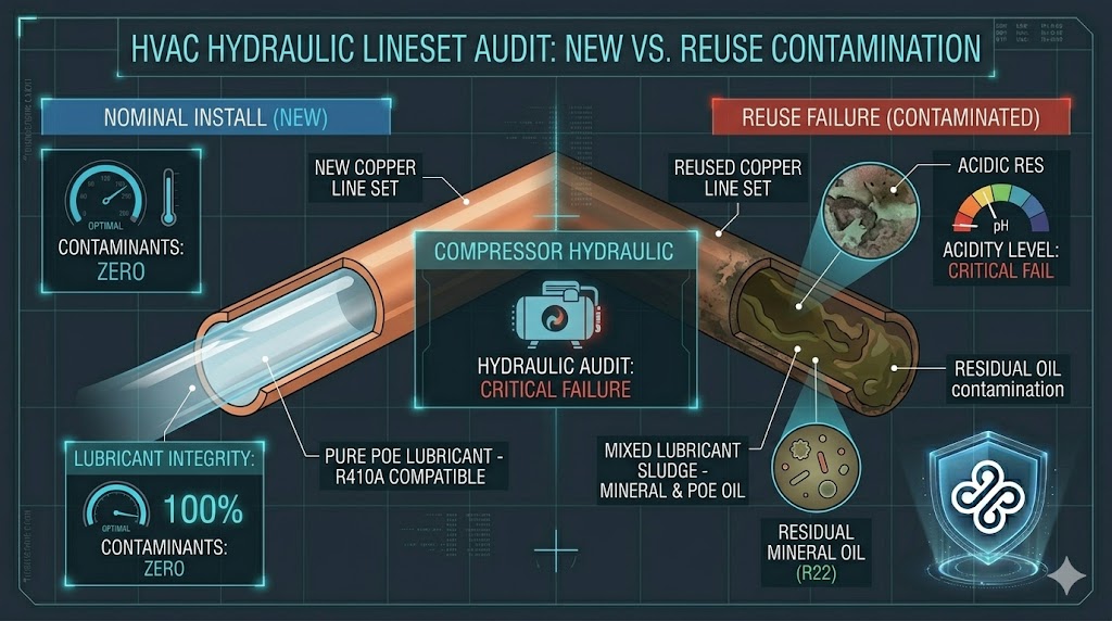 HVAC Hydraulic Audit: Comparing New vs. Contaminated Lineset Reuse Contamination