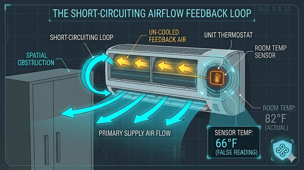 HVAC Spatial Audit: Short-Circuiting Airflow Feedback Loop in Split AC Installation